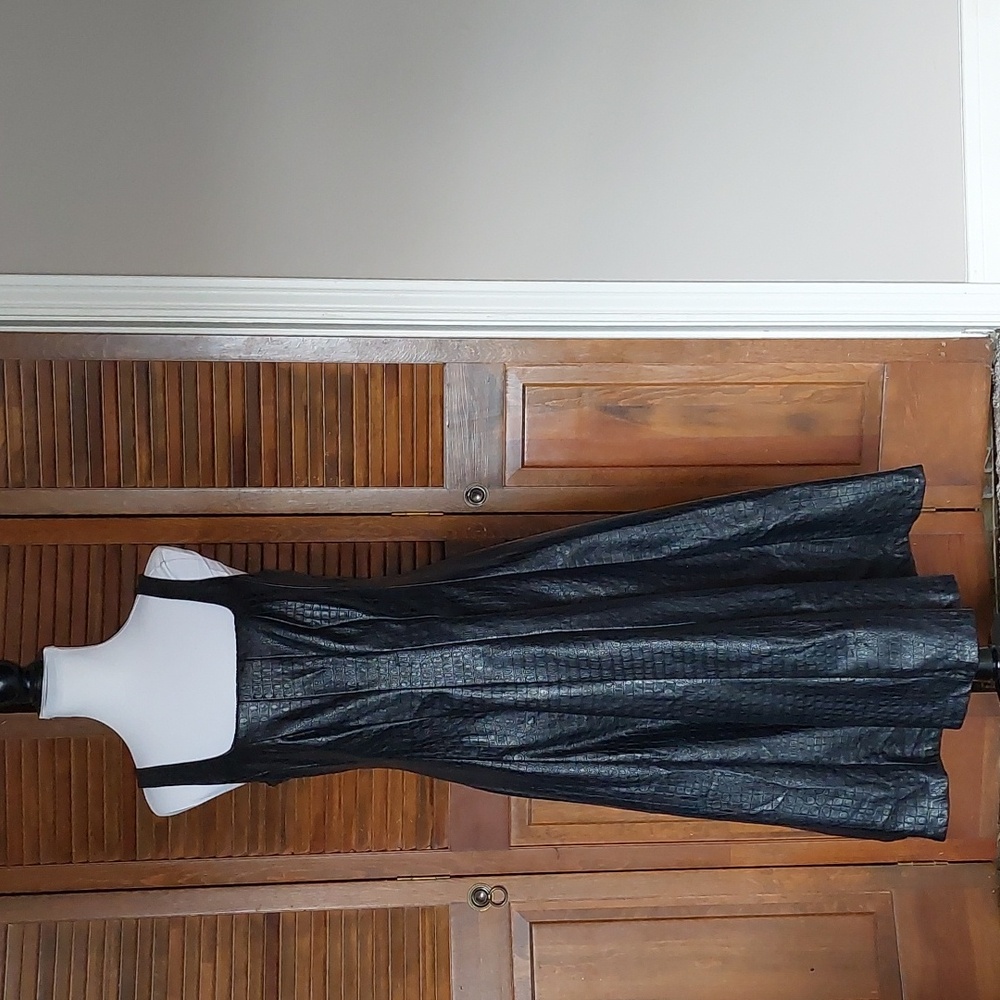 Anthropologie Avec Les Filles Black Faux Leather Midi Dress Sz LP - Picture 4 of 16
